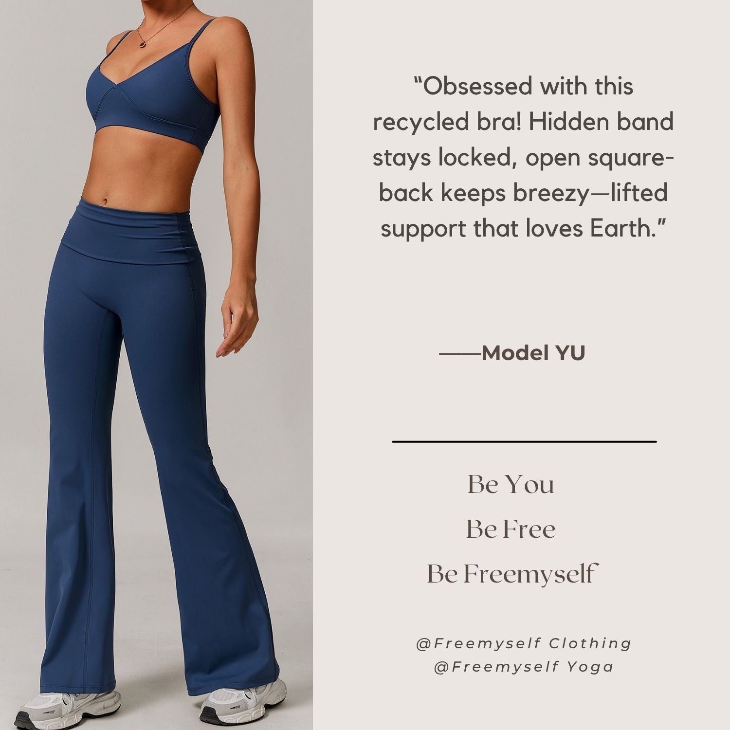 Freemyself recycled Strappy Sports Bra - Women's Quick-Dry Workout Top | Gym to Street Running & Yoga