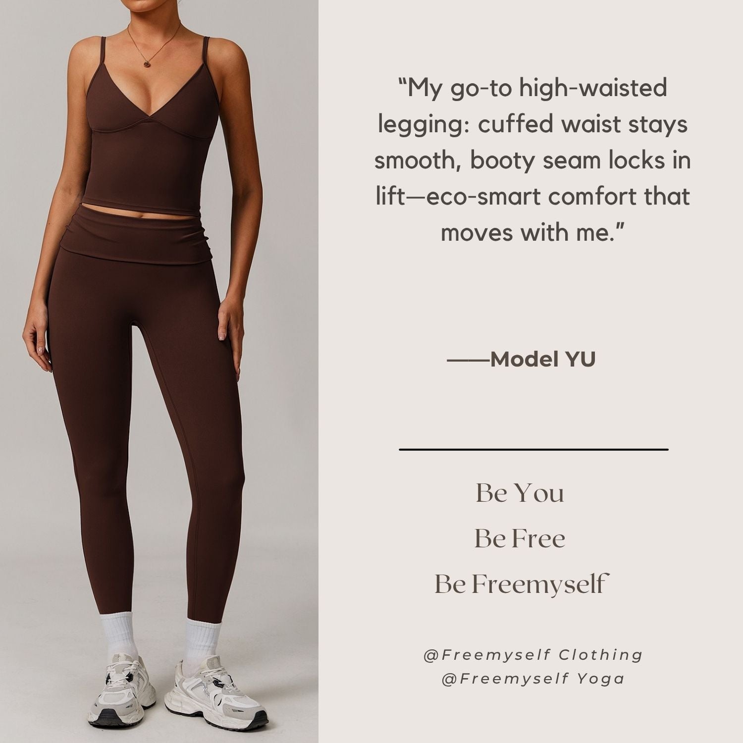 Freemyself recycled Fold-Over Yoga Pants - Women's High-Waist Lifting Fit | Everyday Tights for Gym & Lounge