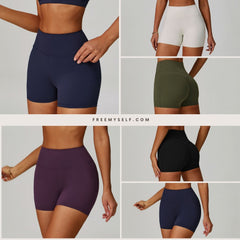 Freemyself Cloud-Feel High-Waisted Yoga Shorts Quick-Dry Butt-Lifting Tummy-Control Shorts Outdoor Running Fitness Shorts