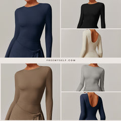 Freemyself Two-Piece Style Anti-Exposure Tight-Fitting Sports Dress Sexy Slit with Straps U-Shaped Back Tennis Skirt