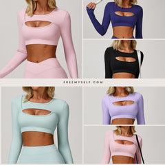 Bare-Skin Feel Tight-Fitting Yoga Long-Sleeve Shock-Absorbing Sports Mesh T-Shirt for Running, Fitness, and Yoga