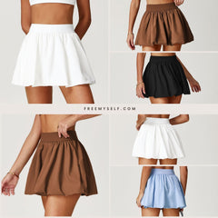Freemyself Quick-Dry Tennis Skirt Anti-Exposure Lining Breathable Pockets Flared Skirt Running Sports Skirt