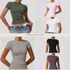 Freemyself Spring T-Shirt Quick-Dry Yoga Wear Short-Sleeve Fitness Top Cover-Up Outdoor Running Sports Short-Sleeve