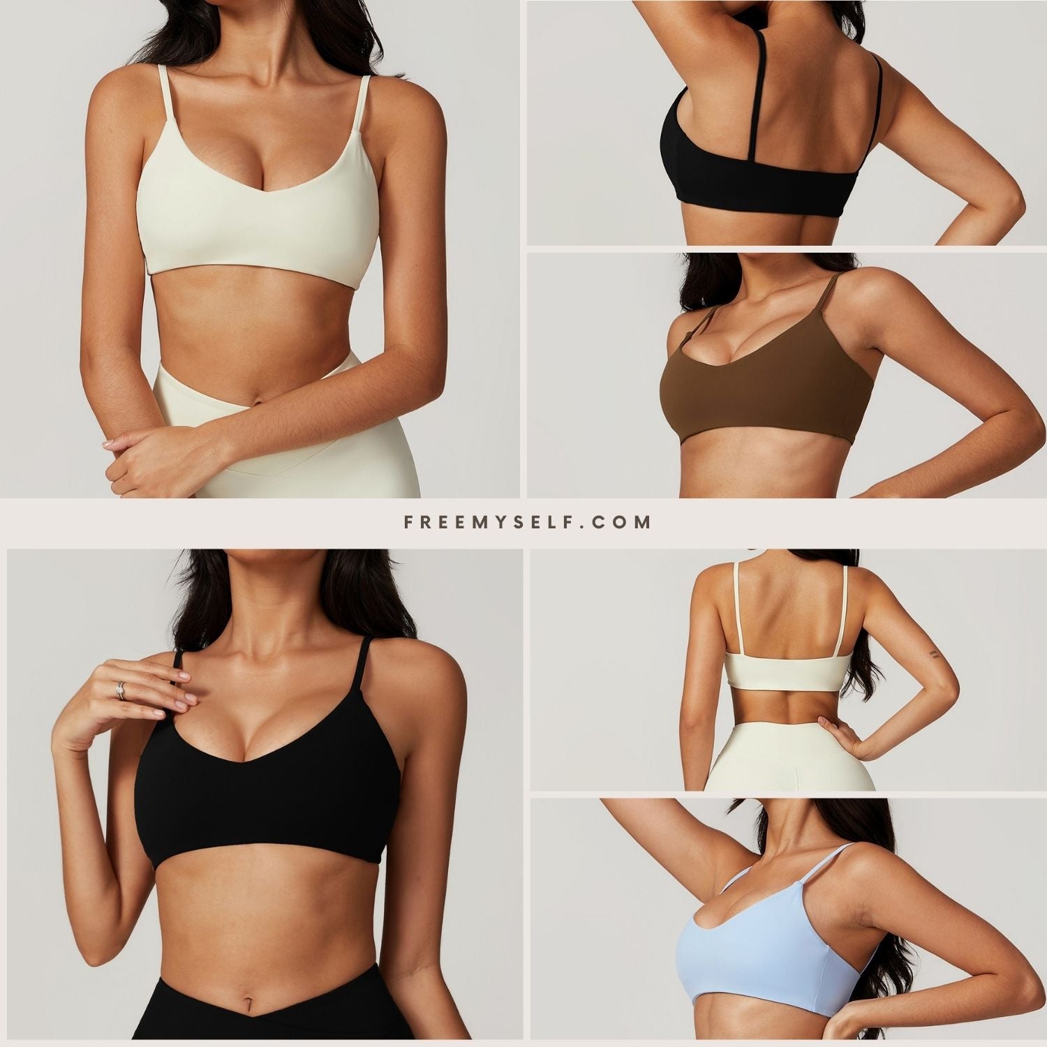 Freemyself recycled Racerback Sports Bra - Women's Quick-Dry Fitness Crop Top with Strappy Back | Yoga, Running, Gym Wear