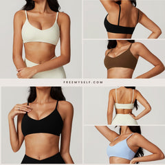 Freemyself recycled Racerback Sports Bra - Women's Quick-Dry Fitness Crop Top with Strappy Back | Yoga, Running, Gym Wear
