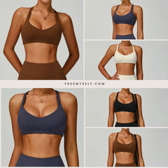 Eco-Friendly Recycled Sports Bra Lace-Up Backless Sports Tank Top for Women High-Intensity Yoga Bra