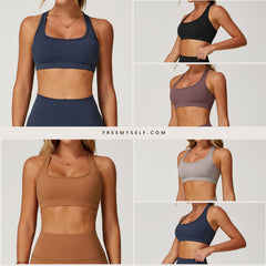 Bareback Yoga Sports Bra Quick-Dry Athletic Top Running Shock-Absorbing Fitness Bra