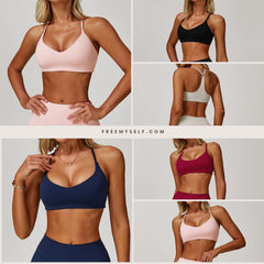 Freemyself Brushed Yoga Bra for Women - Fitted Backless Fitness Yoga Wear for Running and Exercise Sports Bra