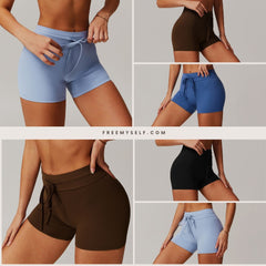 Freemyself Cloud-Feel Butt-Lifting Yoga Shorts High-Waisted Tummy-Control Fitness Pants Women's Breathable Tight-Fitting Athletic Shorts