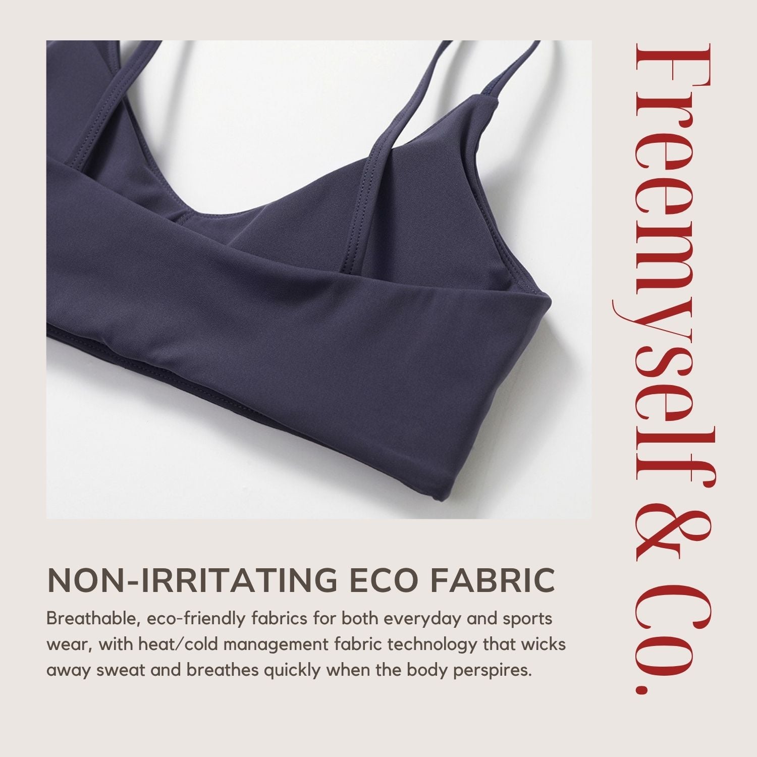 Freemyself recycled Racerback Sports Bra - Women's Quick-Dry Fitness Crop Top with Strappy Back | Yoga, Running, Gym Wear